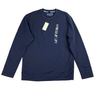 Club Room Mens Fleece Pajama Crewneck Long Sleeve Sleep Sweatshirt Navy Blue S